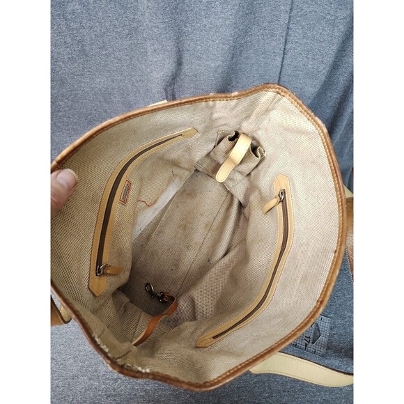 Dooney & Bourke Vintage Brown Monogram Tote Shoulder Bag Purse Leather Canvas - Picture 9 of 10